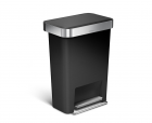 Polti Pedálový odpadkový koš Simplehuman – 45 l, kapsa na sáčky, obdélníkový, černý plast /nerez