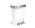 Polti Pedálový odpadkový koš Simplehuman – 45 l, kapsa na sáčky, obdélníkový, bílý plast / nerez